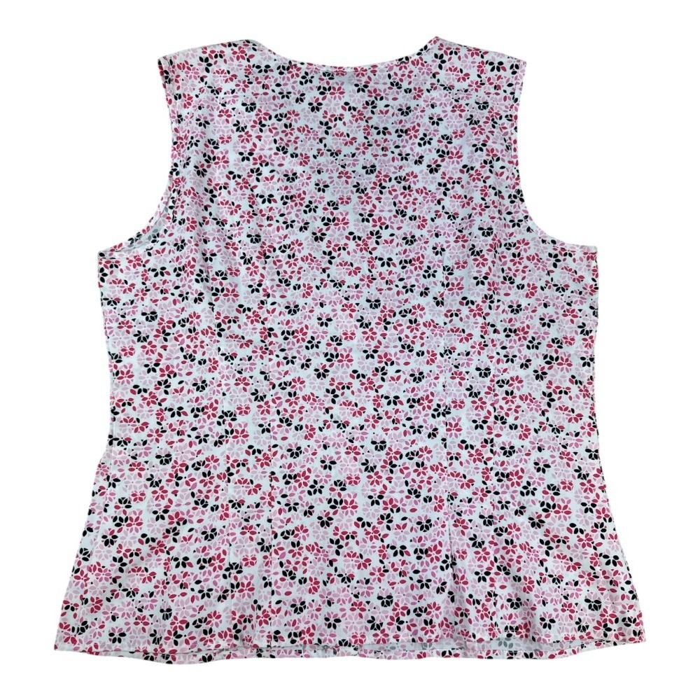 Talbots Pink Black Floral Sleeveless Button Down Stretch Vest Top Large USA - Picture 6 of 6